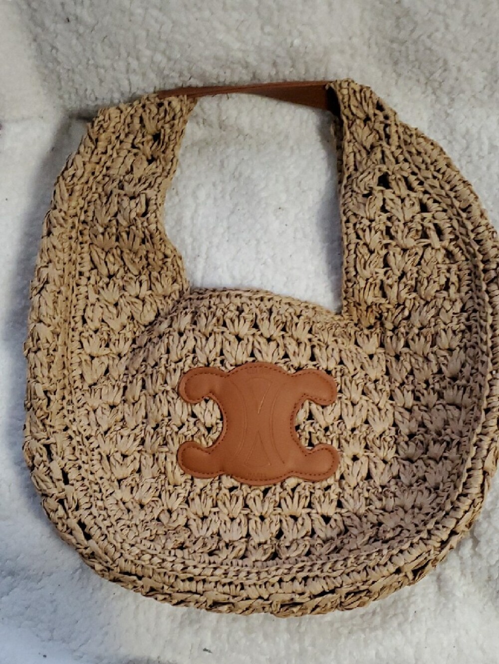 Celi Collection Woven Straw Shoulder Bag in Natural Beige and Tan